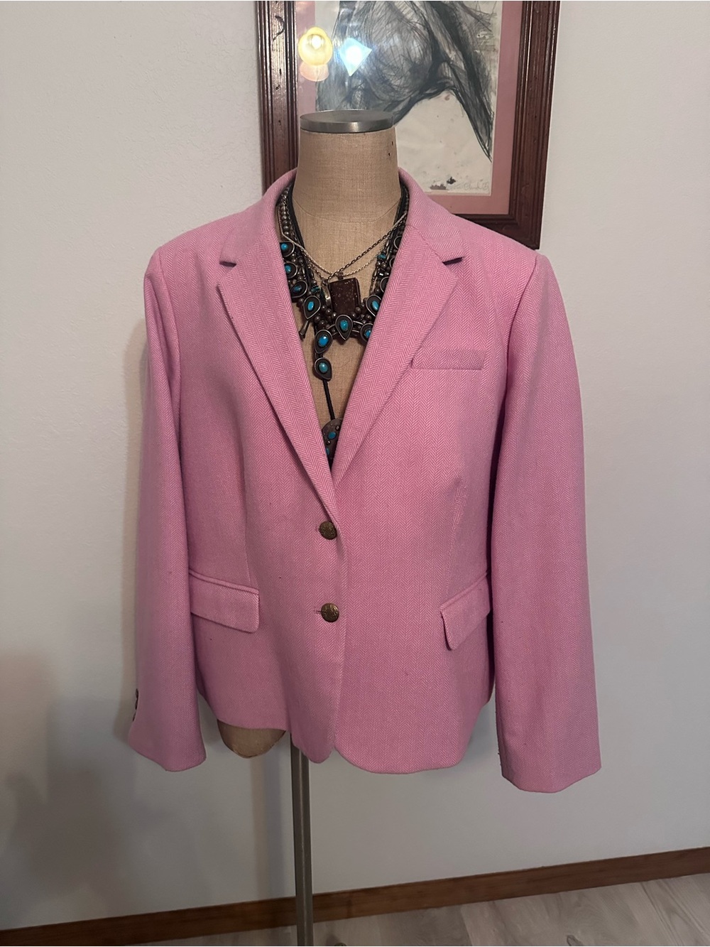 Women's Pink herringbone J.Crew Tailored Blazer Jacket